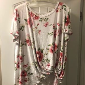 Chic Soul boutique front-tie floral tee 3X